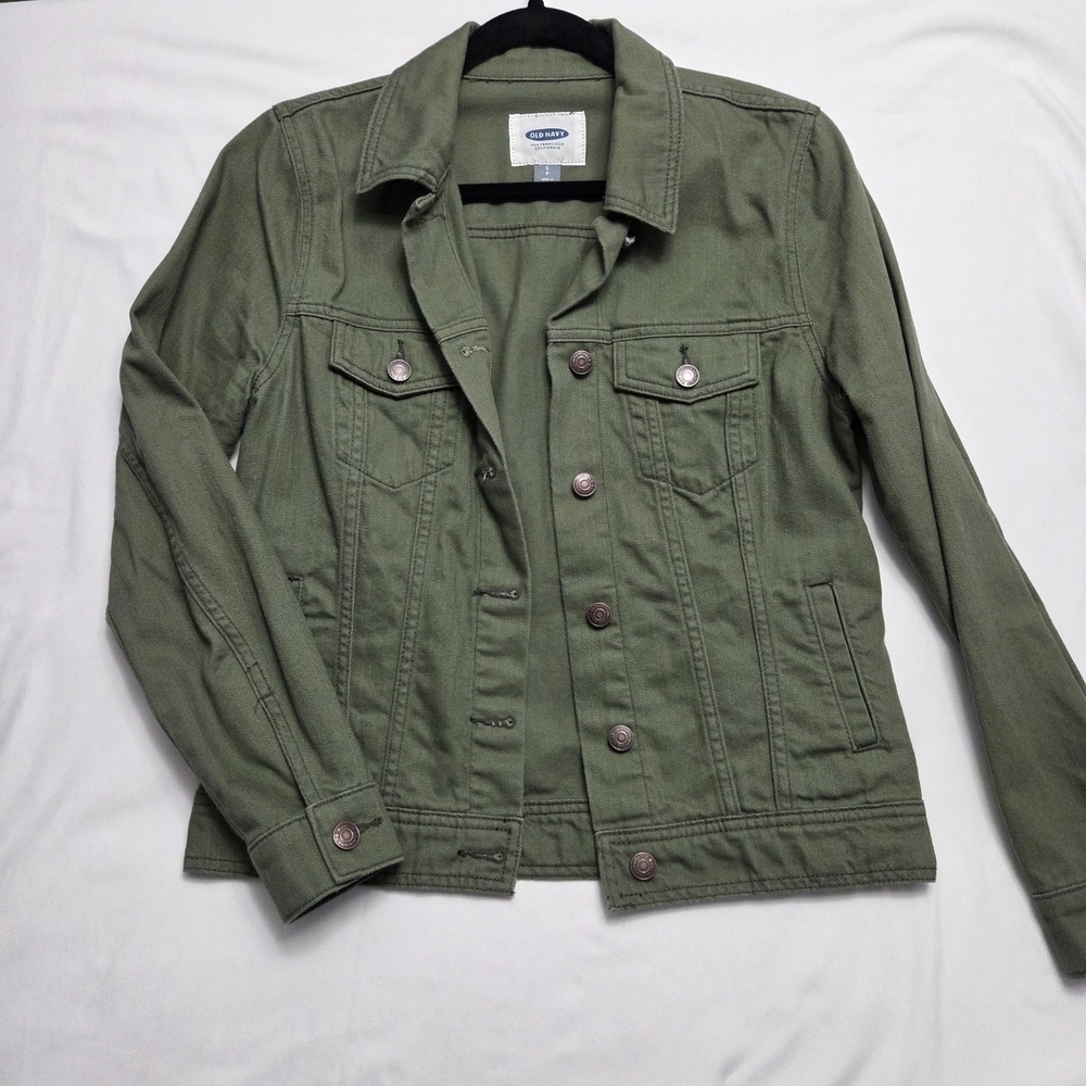 Old Navy Olive Green Utility Twill Trucker Jacket S